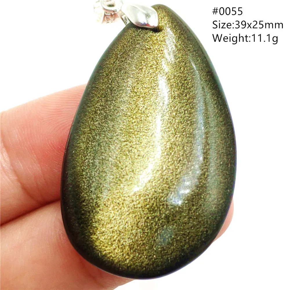 Natural Gold Obsidian Pendant Jewelry Women Men Water Drop Flash Light Gemstone Gold Obsidian Necklace Rare AAAAAA