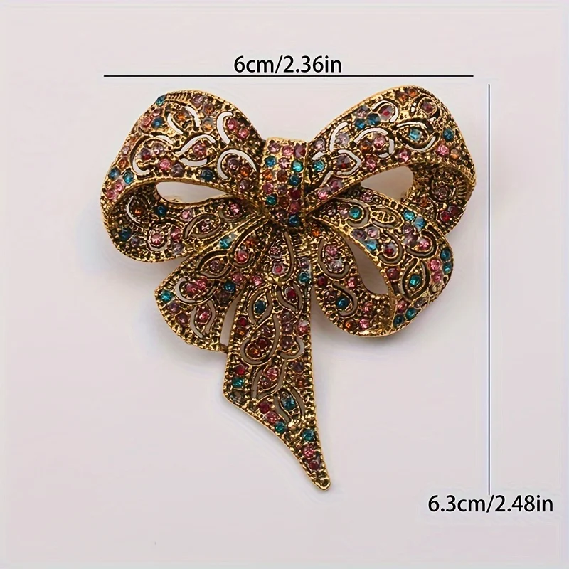 women rhinestone studded bow brooch, fashionable clothing accessories pins jewelry