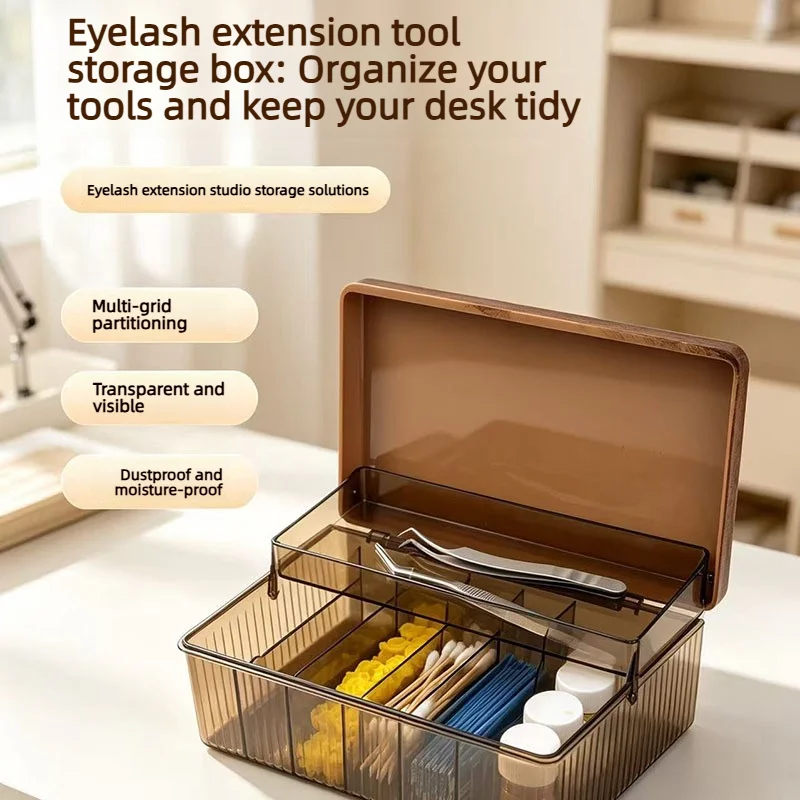 Eyelash Extension Storage Box Dustproof with Lid Nail Art Beauty Lash Tools Organizer Makeup Case for Brushes Eye Pads