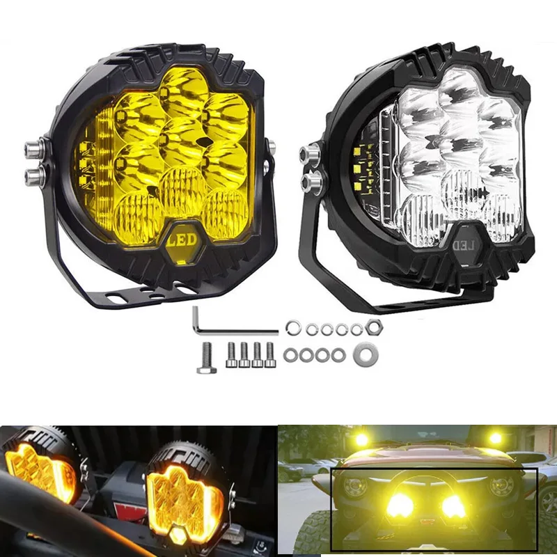 

3''5''LED Work Light Amber Yellow Spotlight Off Road 4X4 Driving Fog Light for Auto Truck Cars SUV Boat LED Headlight 12V 24V