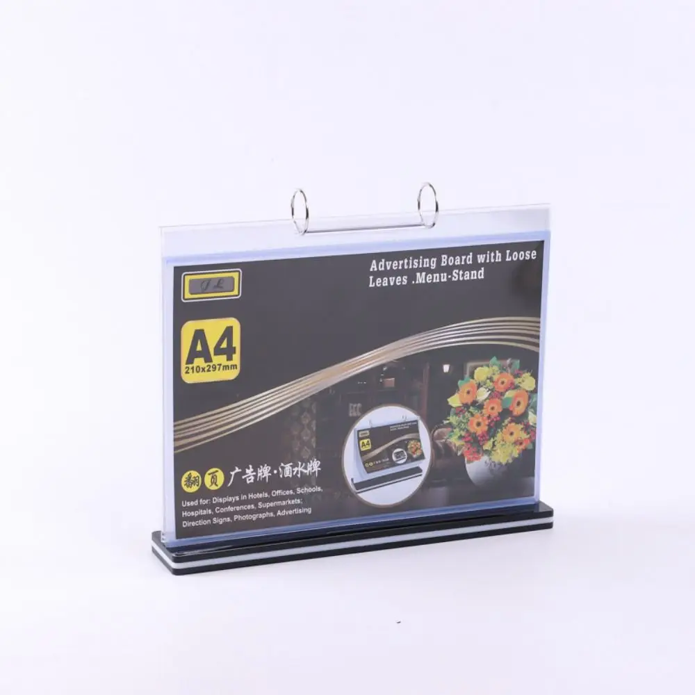 

Smooth Surface Clear PVC Menu Display Stand A4/A5 Sturdy Base Poster Holder Page Turning Waterproof Pageable Folder Supermarkets