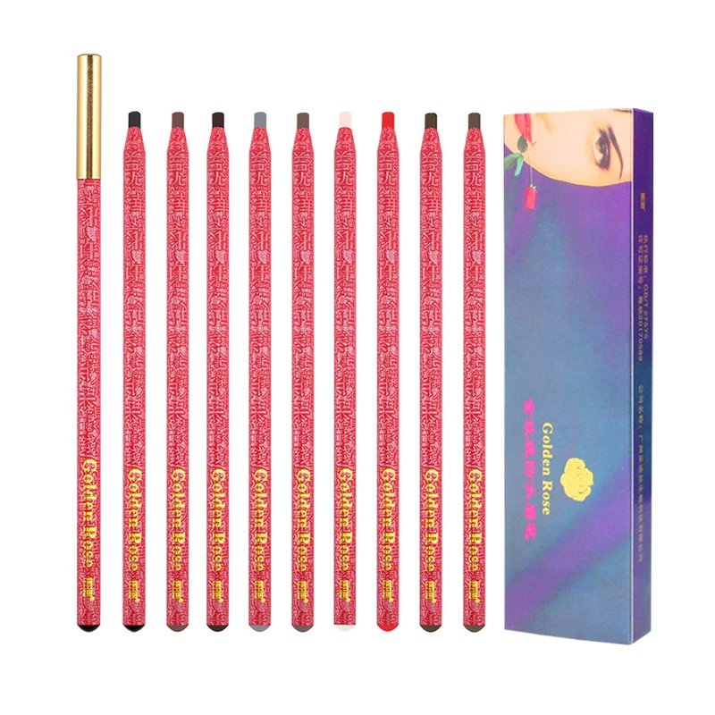 Waterproof Long Lasting Eyebrow Pencils Peel Off & Red Lip Pencil ，Eyebrow Tattoo Makeup Microblading Brow Pencil Makeup Tool