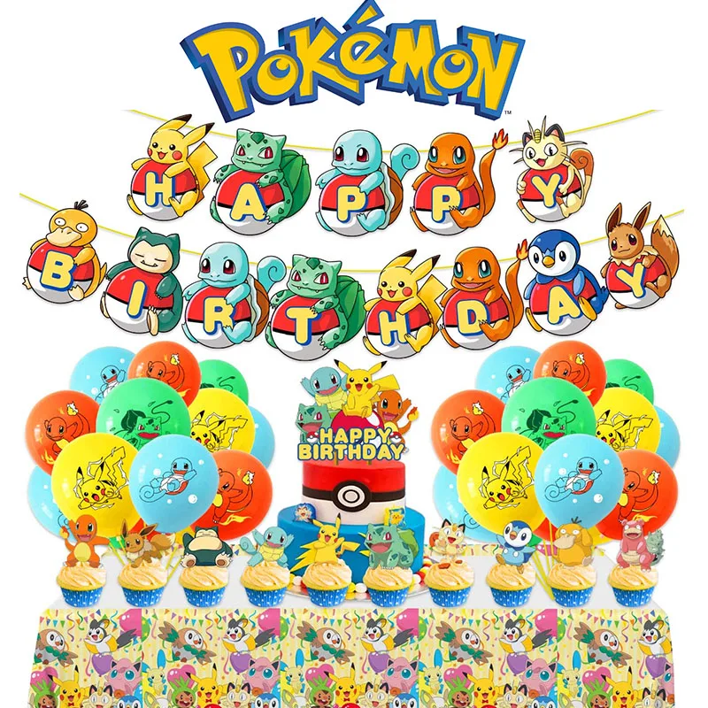 Personaggi Pokemon festa a tema Kid Carnival Christmas gatanime decorare Comic periferiche banner inserti per torte palloncino all'ingrosso