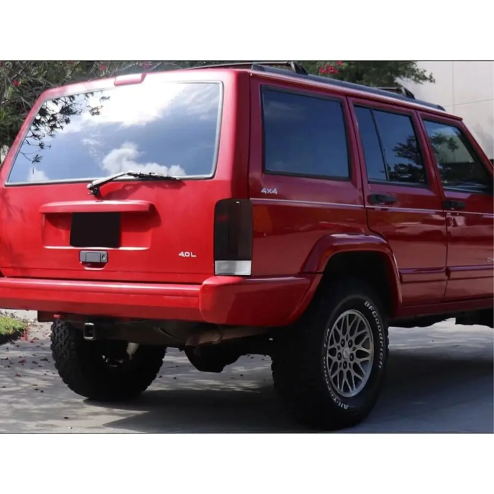 Jeep Cherokee 97-01 Red Smoked Tail Lights Set, Rear Brake Lamps for Driver & Passenger Side