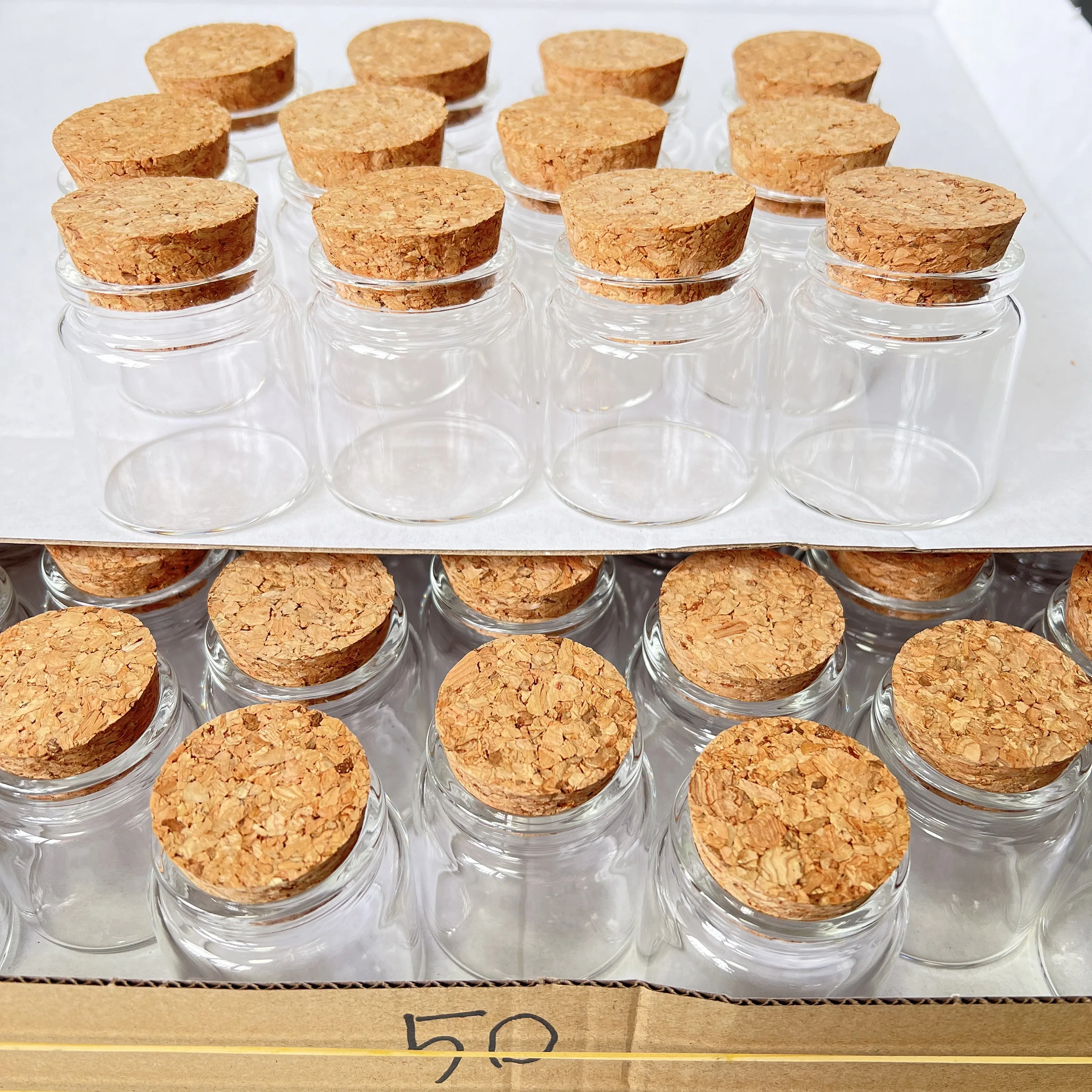 6/12/24 Pcs  50ml Glass Bottles Cork Seeds Candy Bottle 33x47x50m Small Jars Spice Storage DIY Crafts Candle Decorative Vials