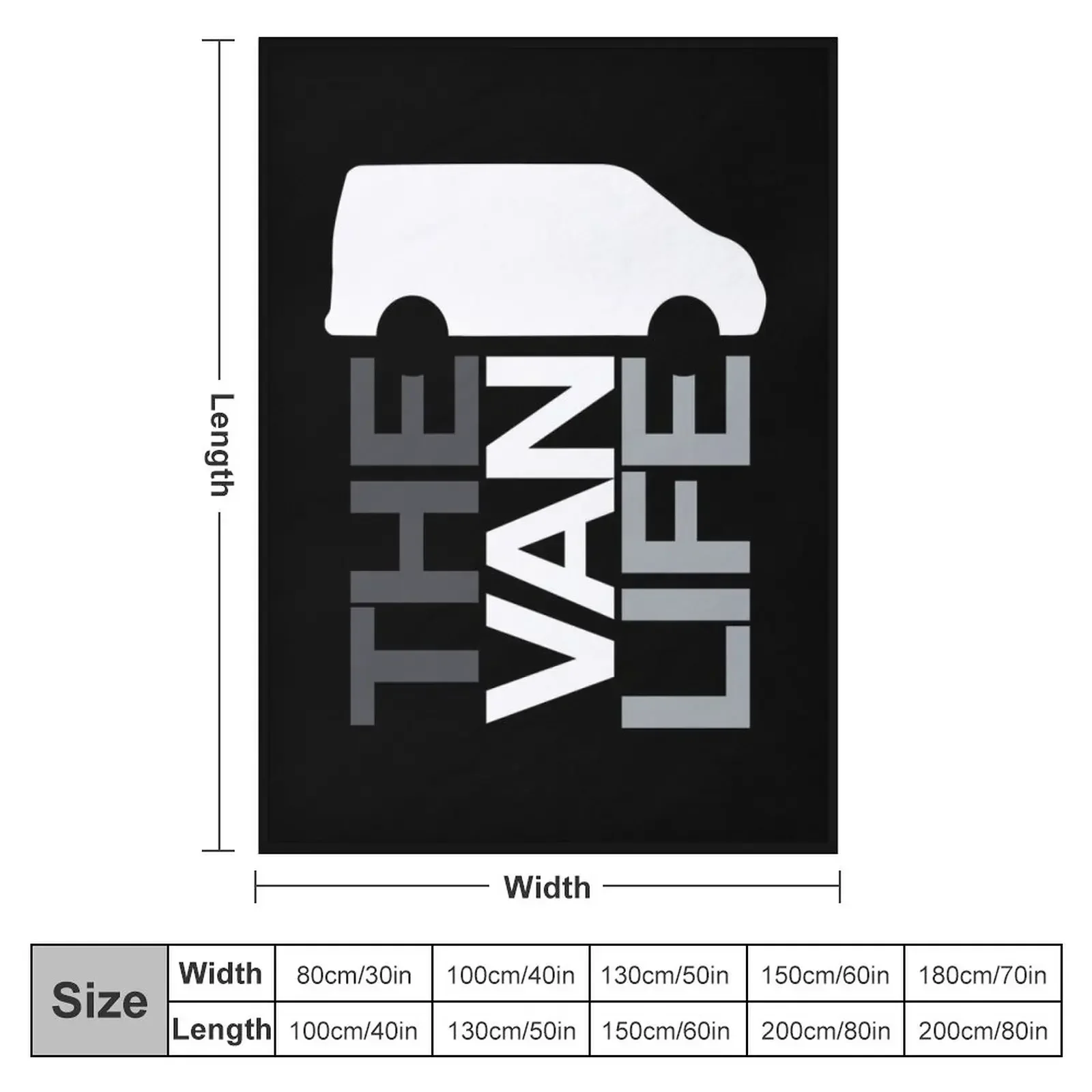 The Van Life Logo : greyscale Throw Blanket Tourist Decorative Throw Blankets