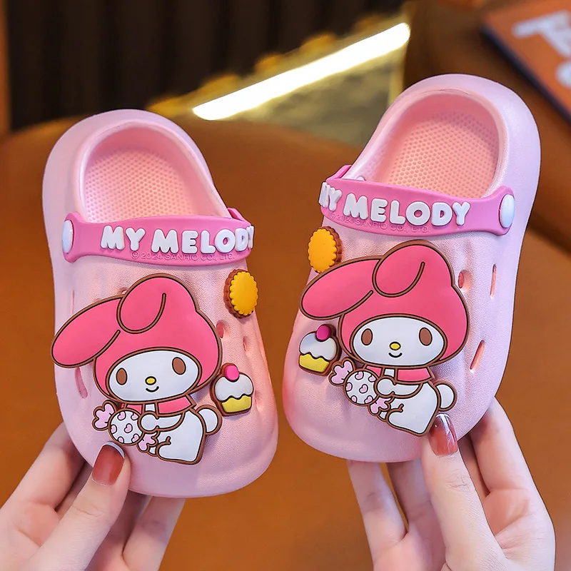 Sanrio Children\'s Fashion Cartoon Sandals and Slippers Summer Boys and Girls Anti Slip Soft Soles Infants Children Hole Shoes