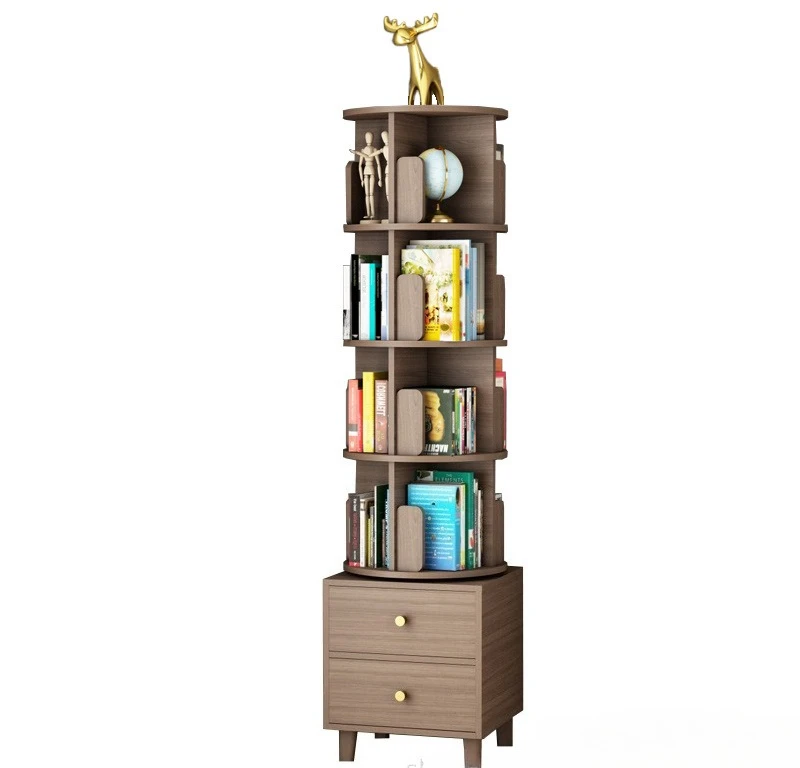 

Solid wood floor simple children picture book rack living room bedroom bedside shelf 360 degree small
