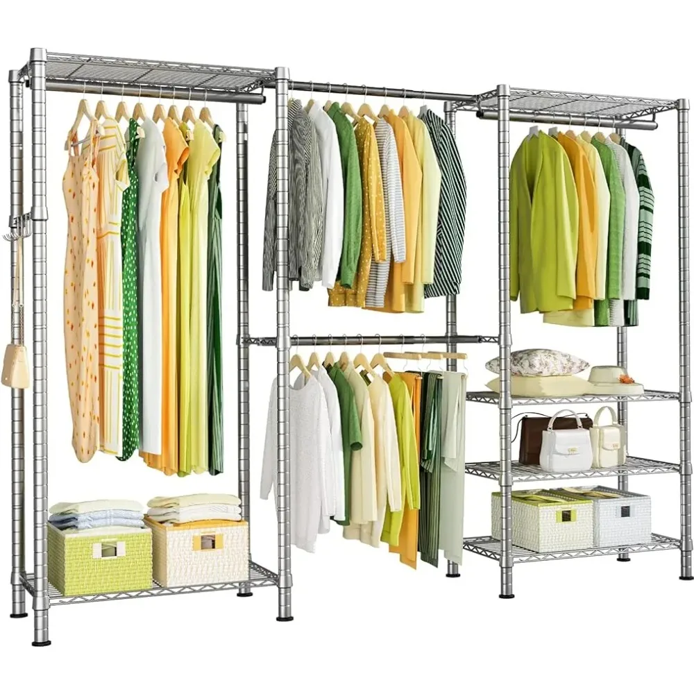 

6-layer metal independent hanger storage, equipped with 4 hanger rods home accessories clothes drying rack