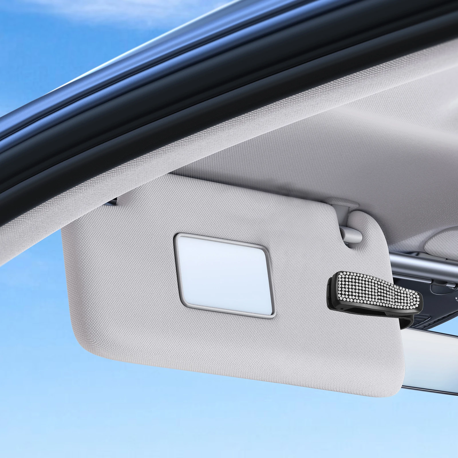 

2Pcs Car Glasses Clip Eyewear Full Diamond Storage Card Ticket Clamp Holder Sun Visor Vehicle Mount Glass Retainer