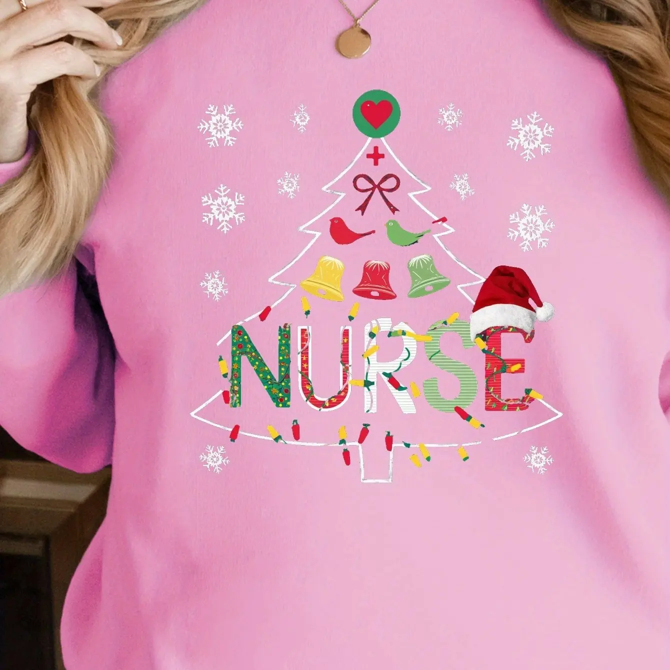 Christmas Nurse Women\'s Sweatshirt Casual And Comfortable Crew-neck Hoodie Top Fashionable Christmas Style Women\'s Clothing