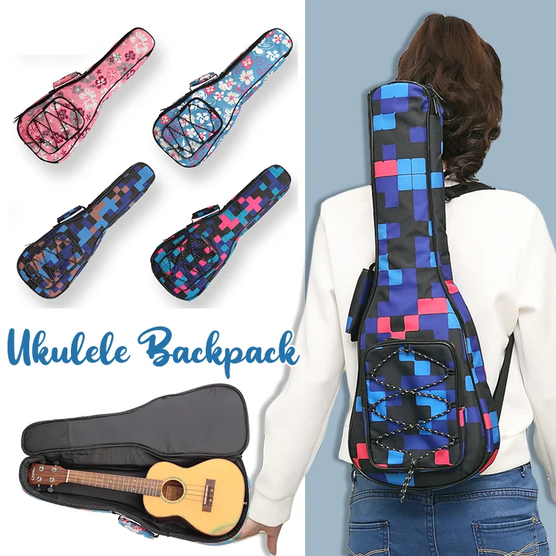 21-26in 10mm Cotton Lining Ukulele Bag Waterproof Case Protector Mini Guitar Shoulders Carry Bag Bass Musical Instrument Bag