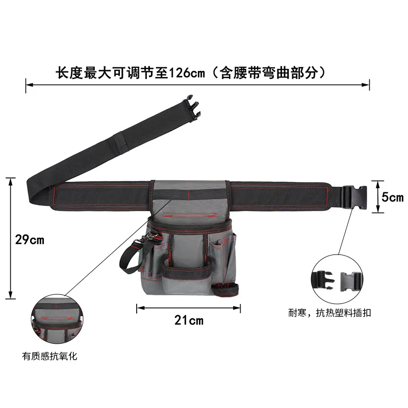 Multifunctional Toolkit Anti-static Woodworking Electrician Installation Master Hardware Crossbody Tools Fanny Pack Hanging Bag