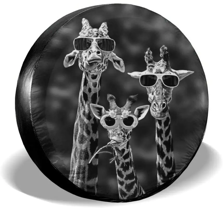 Foruidea Funny Giraffe Spare Tire Cover Waterproof Dust-Proof UV Sun Wheel Tire Cover Fit for Jeep,Trailer,