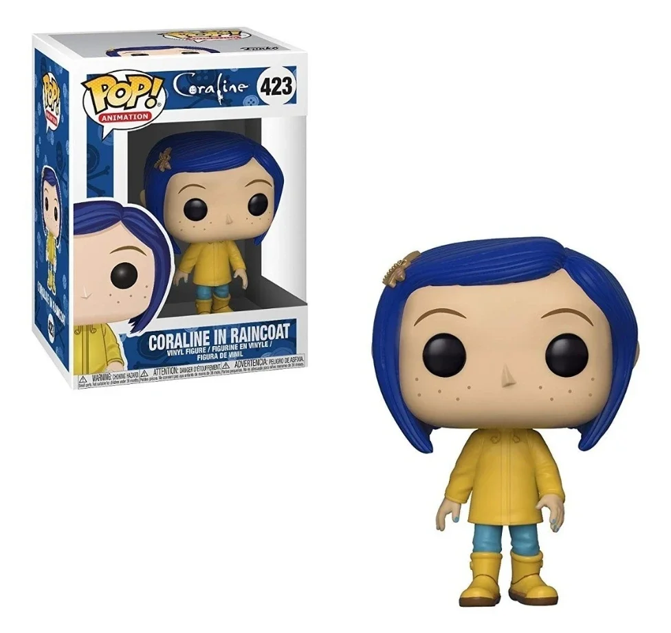 Funko Pop Animetion Coraline Coraline w płaszczu przeciwdeszczowym 423 # figurka winylowa zabawki modele na nowy rok urodzinowy prezent dekoracja