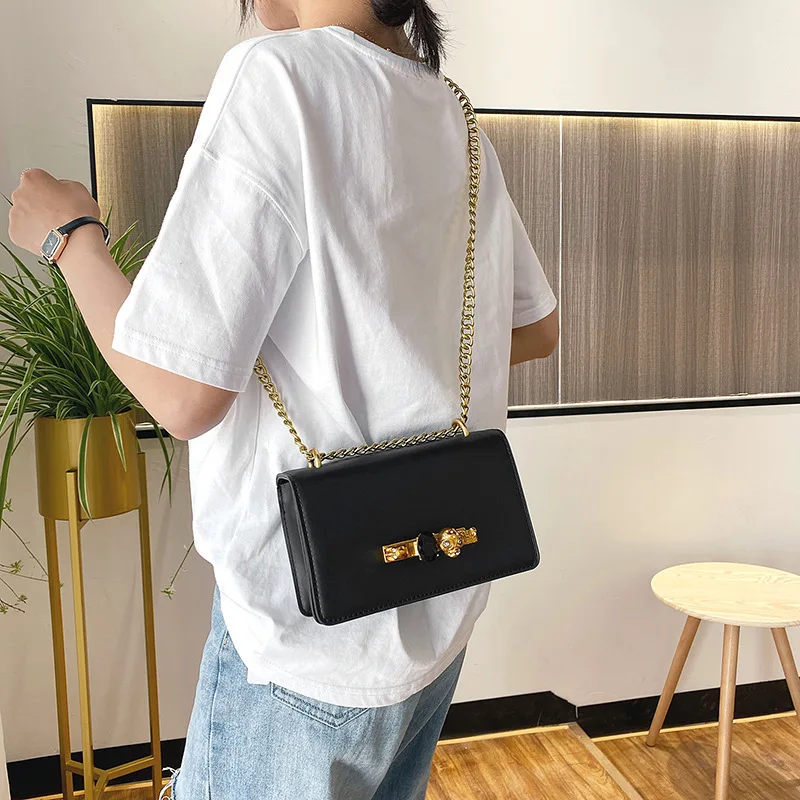 Women\'s Shoulder Handbags For Women Texture Chain Small Square Popular Fashion Diagonal Cross Trend Y2k Underarm  Messenger