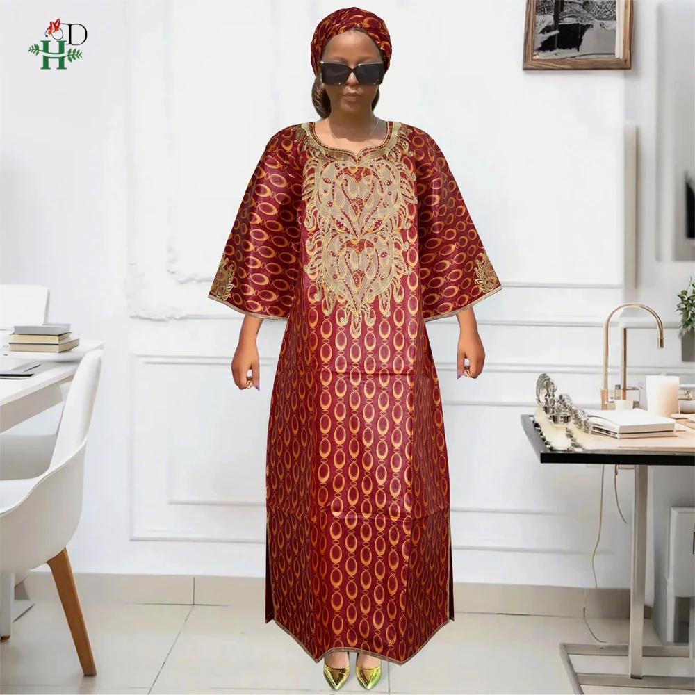 

H&D African Traditional Dresses Clothes For Woman Kanga Africa Clothing Dashiki Robe Africaine Bazin Evening Party Dress 2024