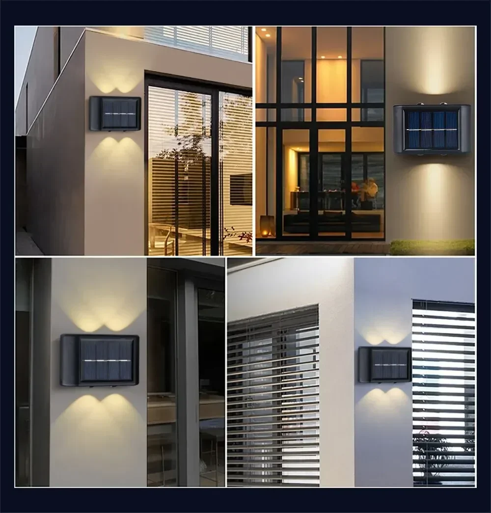 Solar Outdoor Wall Light 2-12 LED Waterproof Garden Light Balustrade Decorative Atmosphere Lamp Down Luminous Solar Lamp