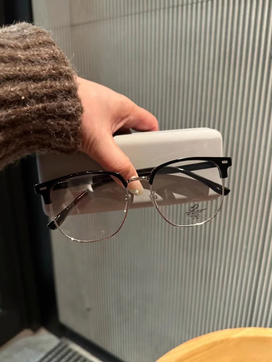 cherrykoko-sli-silver-bla-anti-blue-light-men's-glasses-large-size-f-frame-near-sighted-glasses-trendy-optical-wear