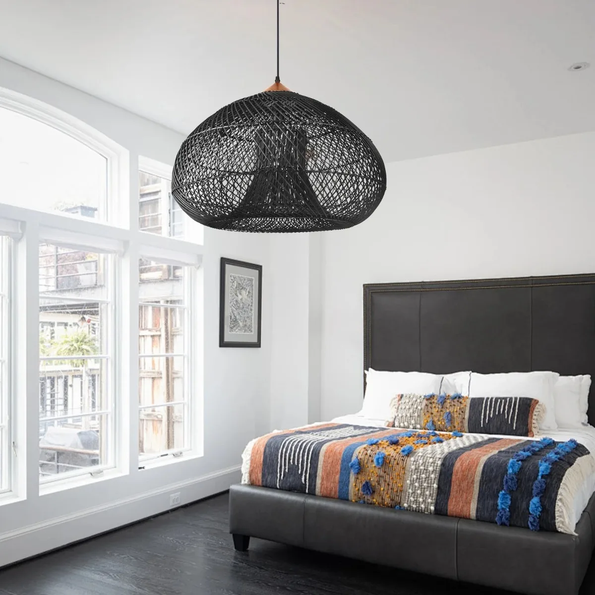 JOYINLED Wabi Sabi الروطان قلادة ضوء 35/60/80 سنتيمتر الرجعية الثريا الطبيعية الخوص مصباح السقف لغرفة الطعام غرفة المعيشة ضوء