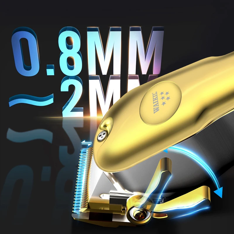 WAIKIL-ماكينة حلاقة الشعر المهنية ، شاشة عرض LCD ، ماكينة قص الشعر الكهربائية اللاسلكية ، جميع المعادن ، عالية الجودة ، الأكثر مبيعًا