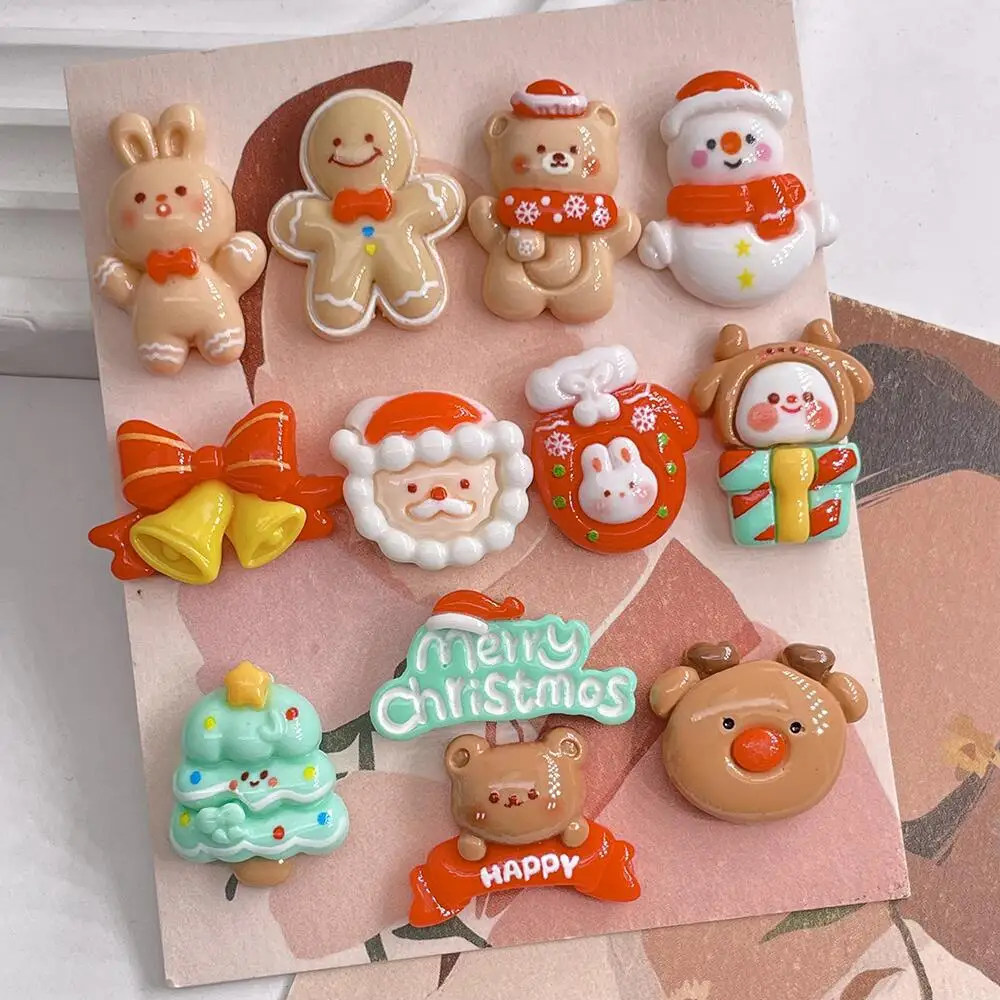

10pcs Christmas Series Cabochons Flatbacks Resin Figurine Craft Materials DIY Jewelry Craft Decoration Accessories