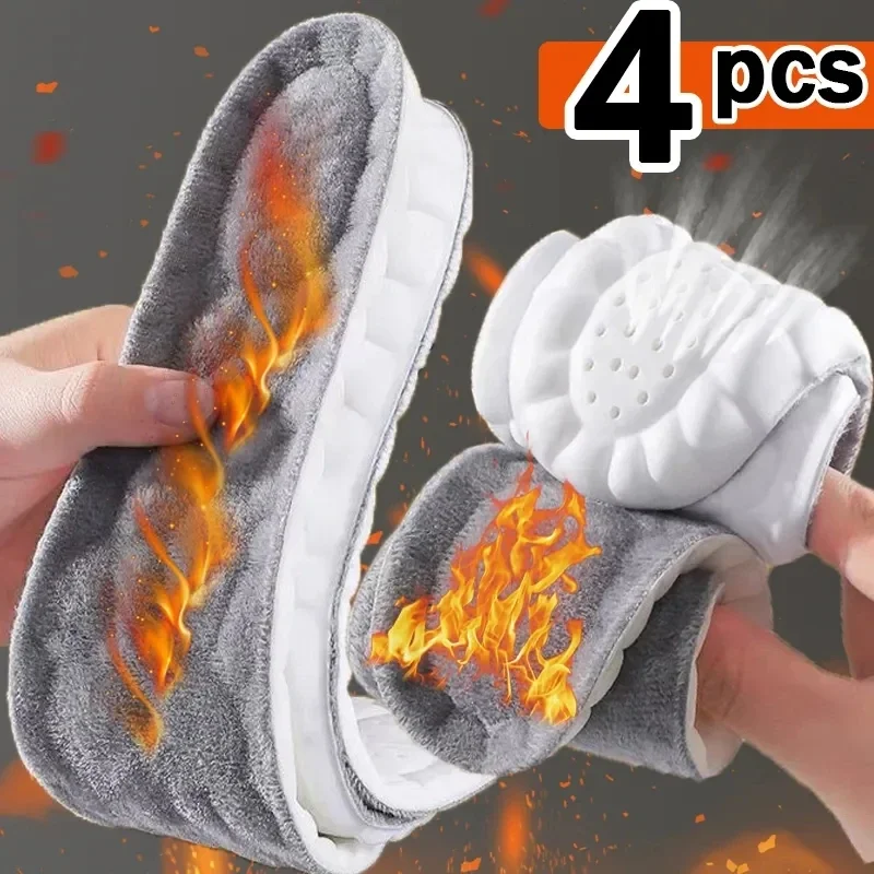 

2/4pcs Self Heated Thermal Insoles for Feet Winter Warm Wool Thermal Memory Foam for Men Women Sports Self-heating Shoe Pads