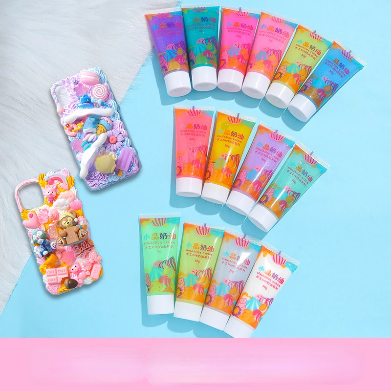 20color Crystal Cream Gel Phone Case DIY Handmade Stationery Box Jelly Crystal Drop Gel Material Bag Accessories
