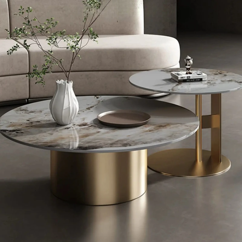 

l New contemporary round coffee table set metal side table and coffee table interior furniture
