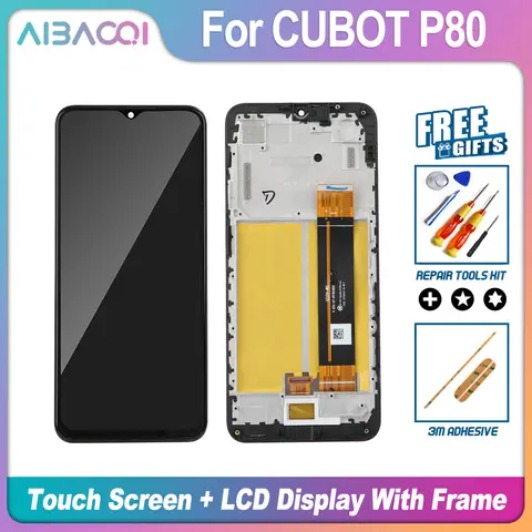 AiBaoQi Brand New For Cubot P80 P90 Touch Screen + LCD Display With Frame Assembly Replacement For Cubot P80 LCD