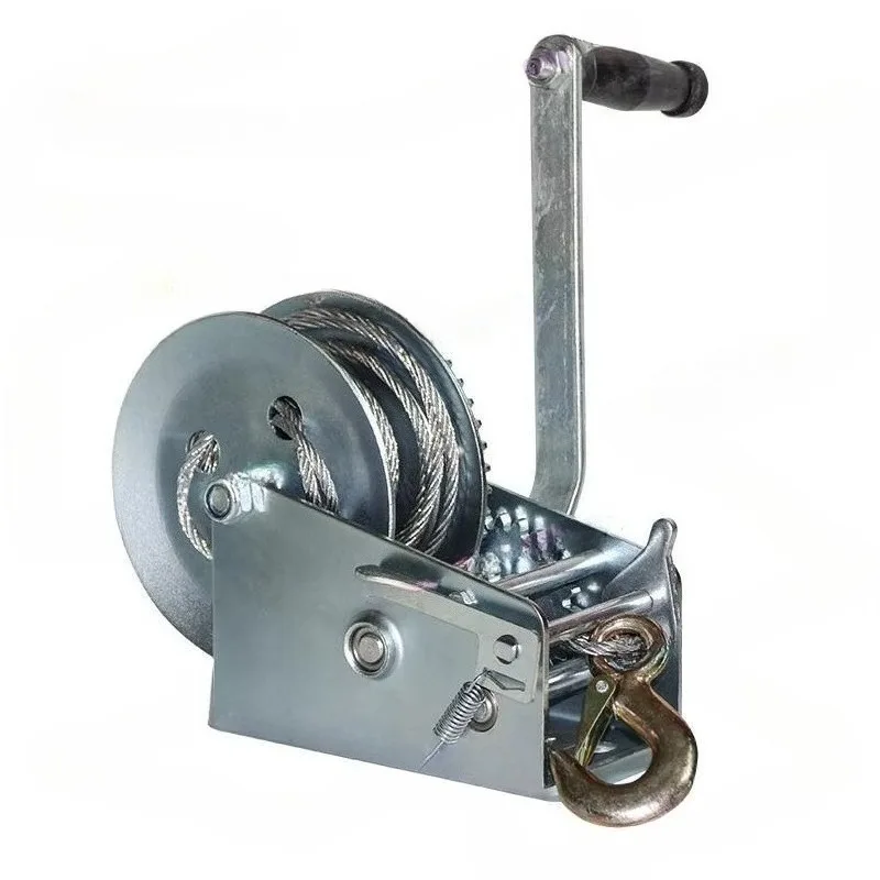 600 Lb-1200Lb 8m Wire Rope Lifting Winch Household Manual Hand Hoisting Winch Self-locking Traction Machine with Steel Wire Rope