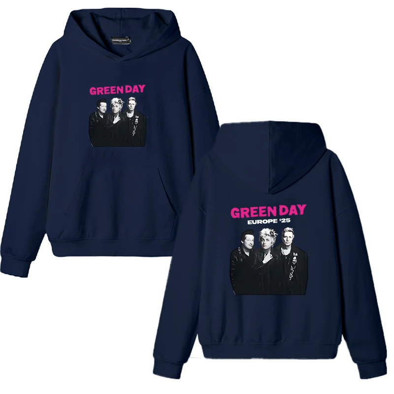 Band Green Day Europe '25 printed Hoodies Hip Hop Fashion Unisex Streetwear Hooded vintage Long Sleeve Sweatshirt Men Women