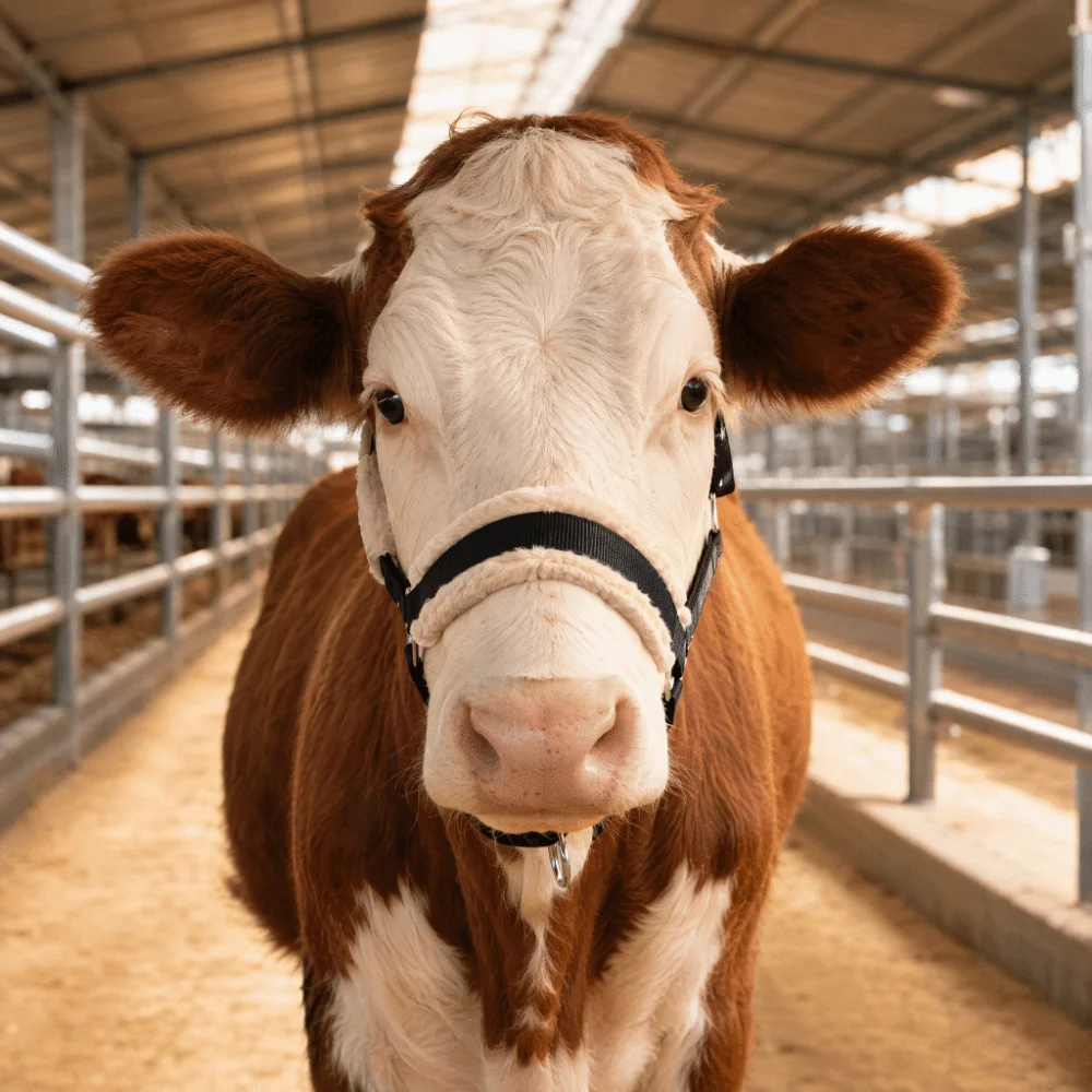 Nylon Cow Halter Fleece-lined with Long Lead Rope Halter Lead Rope Set Durable Adjustable Animal Training Harness Ranch Use