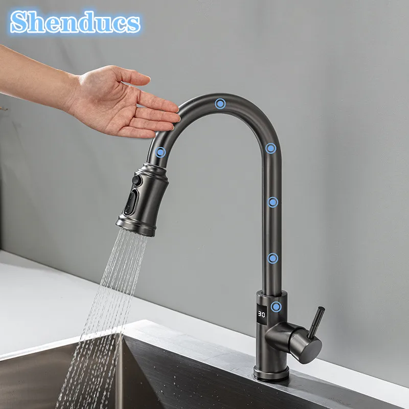 

Цифровой сенсорный кухонный смеситель, обустройство дома, смеситель для горячей и холодной кухонной мойки, сенсорный цифровой кухонный смеситель