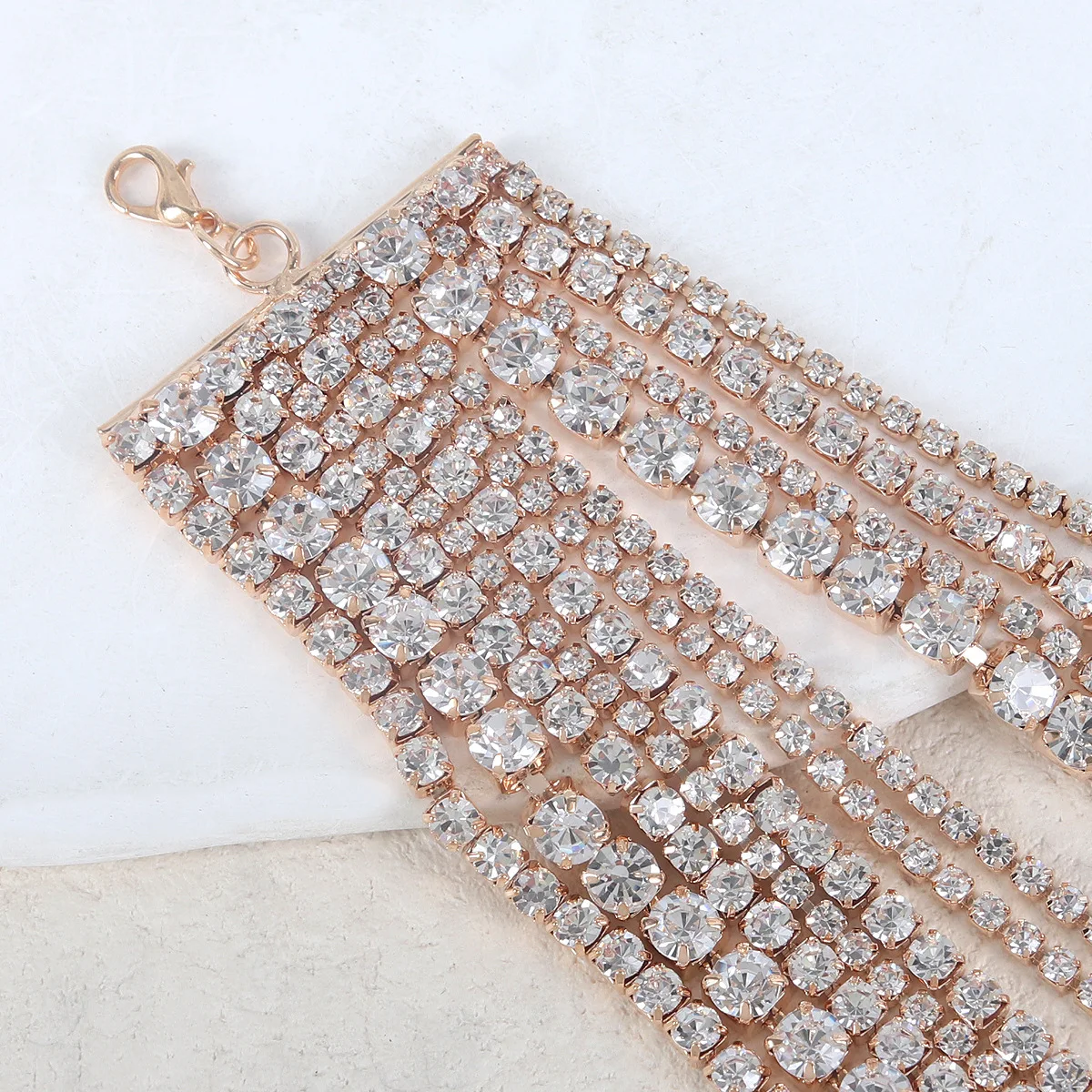 فضي اللون الزفاف لامعة حجر الراين حزمة الرقبة عنصر شعبي طوق قلادة كريستال المرأة المختنق هدية مجوهرات الكورية الجديدة #3