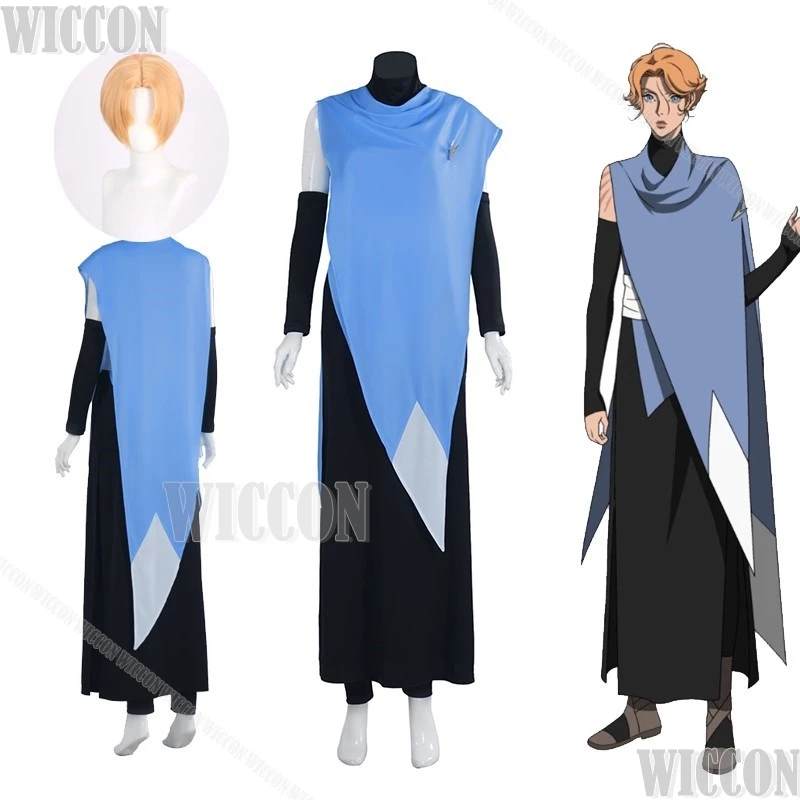 Castlevania Cosplay Sypha Belnades Costume Wig Halloween Christmas Anime Style Clothes Adults Uniforms Blue Cloak Black Dress