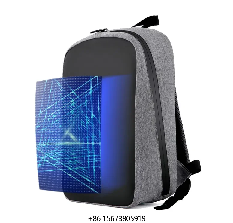 

Rechargeable Luminous LED Backpack Waterproof Wifi Control LED Advertising Shoulder Bag