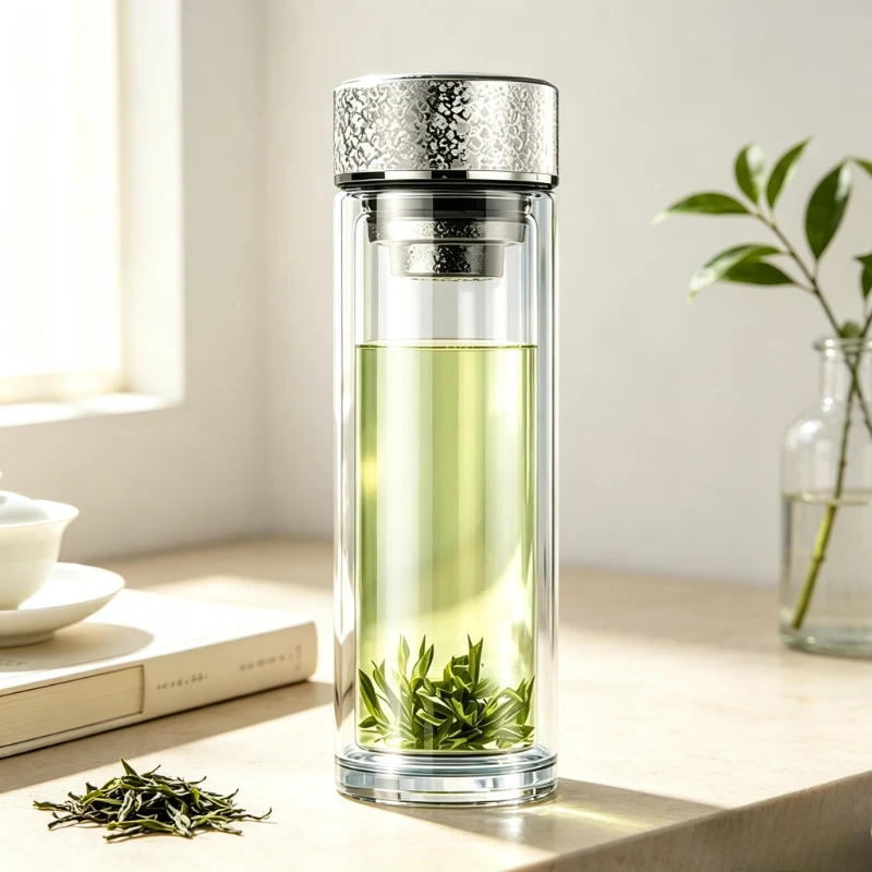 Pure Titanium Tea Infuser Double Wall Glass Cup Large Capacity Tea Separation Business Car Travel Drinking Mug Portable 티타늄 티컵