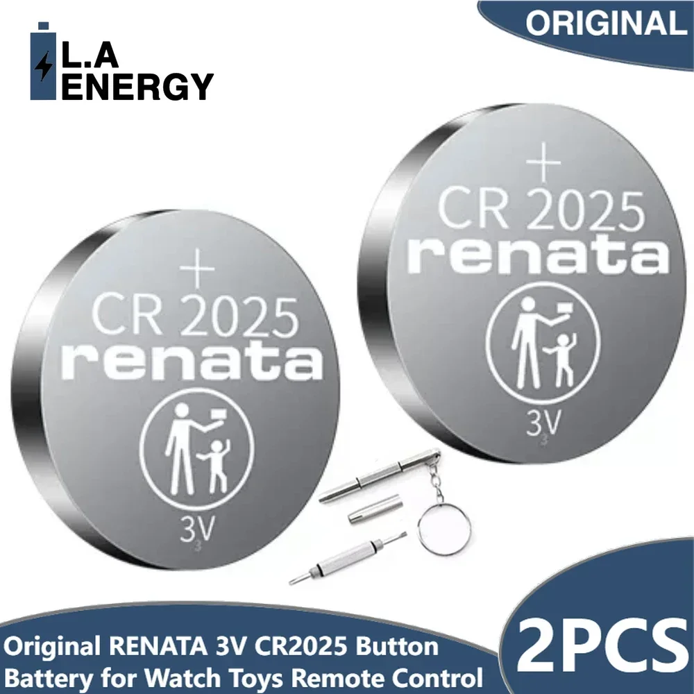 2PCS RENATA 3V CR2025 Cell Coin Button Batteries DL2025 BR2025 KCR2025 CR 2025 Lithium Battery for Watch Toys Remote Control