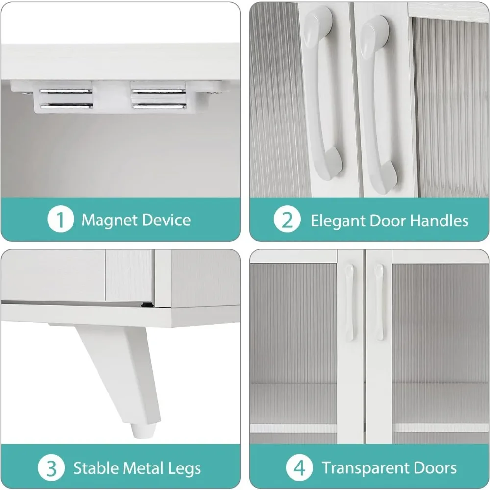 خزانة تخزين بانانا، طاولة خادم جانبية للبوفيه مع أبواب ورف، وحدة تنظيم عرض خزانة وحدة التحكم لمجموعة المنزل