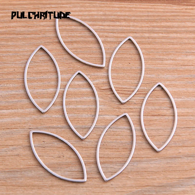 PULCHRITUDE 20Pcs 3 Size Eye Charm Stainless Steel Pendant Open Bezels Hollow Pressed Resin Frame Mold Bezel DIY Jewelry Making