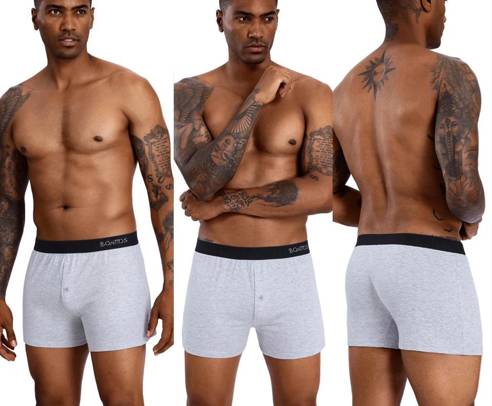 3 Stück Front-Open Unterwäsche für Männer, Reflektierende Baumwoll-Boxershorts, Sexy Männer-Slips, Lose Unterhosen, Herren-Boxershorts, Strand-Shorts – Detail 10