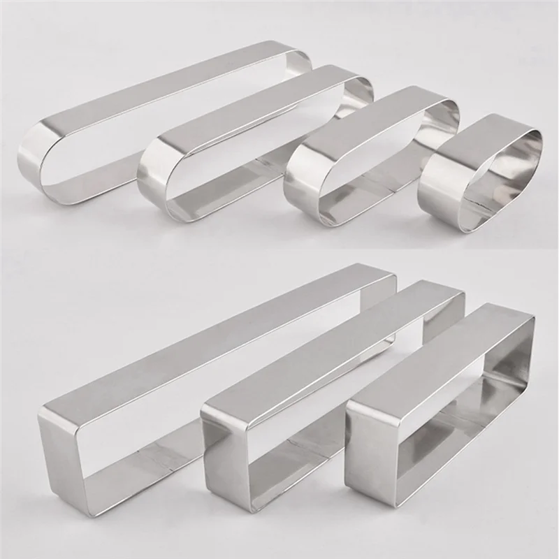 ALIM-Stainless Steel Mousse Ring Mold, Long Oval Tiramisu Baking Mold, Mini Cookie Cutters For Cakes, Pies, Desserts
