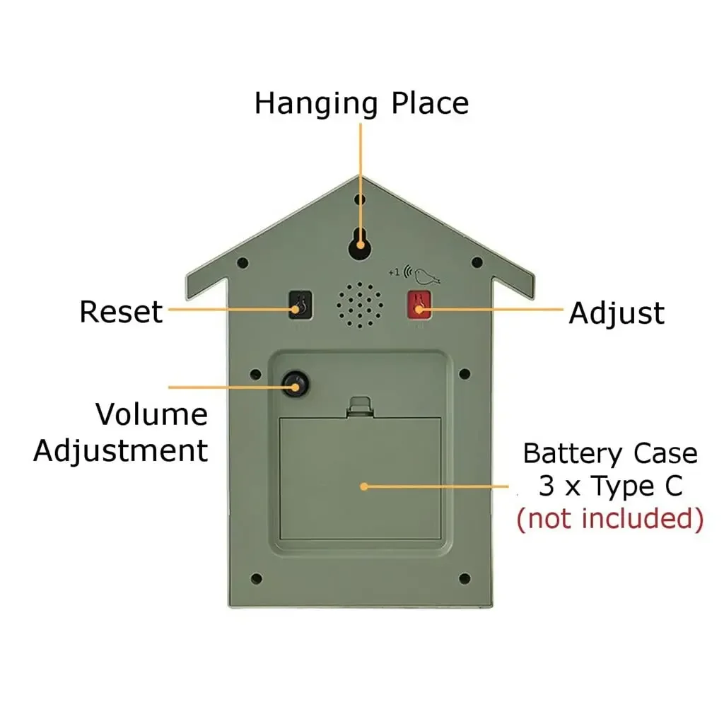 Kids-Friendly Cuckoo Pendulum Clock Cute Blue House-Shaped Silent Quartz Timepiece with Charming Bird Call for Nursery Decor