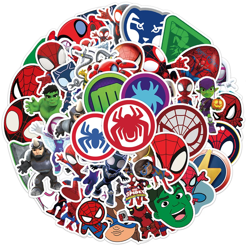 10/30/50PCS Disney Spiderman and His Amazing Friends Sticker Anime Kids Toys Graffiti Laptop Car Skateboard Cool Sticker Decals