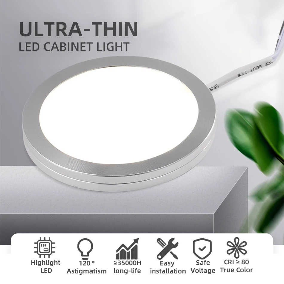 Ultra dünne Decken leuchte dimmbare runde Spot lampe Küchen schrank DC 12V 2W 3W 5W 3000K 4000k 6000k warmweiß einfarbig