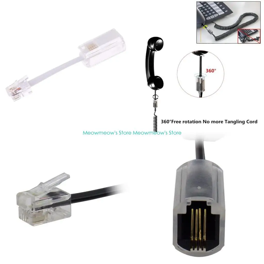 

W91A 360 градусов RJ9 4P4C Телефонный кабель Untangler Donangler Tool расширяет опыт