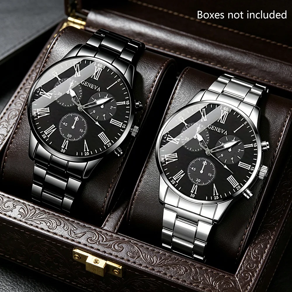 2PCS Unisex Fashion Casual Quartz Watch Set, Ideal for Daily Wear & Gifting, Perfect Birthday