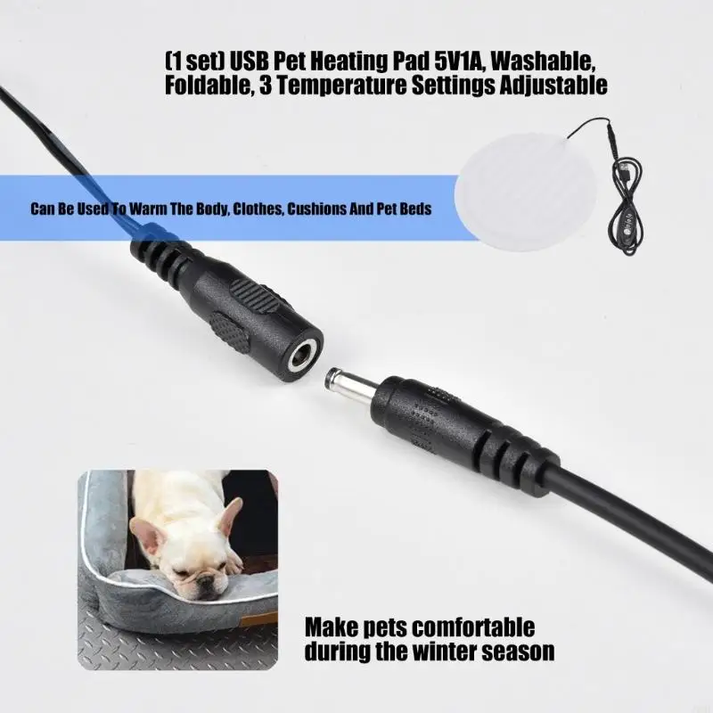USB Pet Heating Mat for Dog Cats Bed Use with 3 Adjustable Temperature Setting J0MC