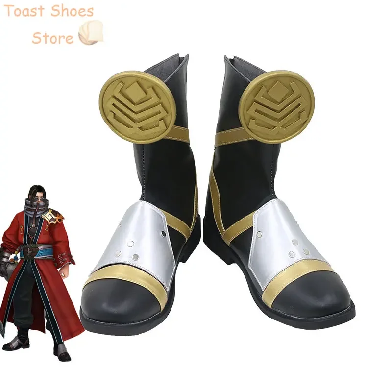 Game FF10 Auron Cosplay Shoes PU Leather Shoes Halloween Carnival Boots Cosplay Prop Costume Prop